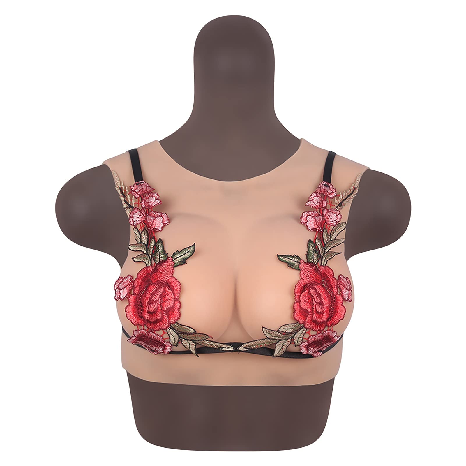 Jdxqbld Round Neck Style Silicone Breast Prosthesis, Realistic Breasts, Half Breast Body, Silicone Breast Suit For Halloween, Shemale, Transgender,C~1200G