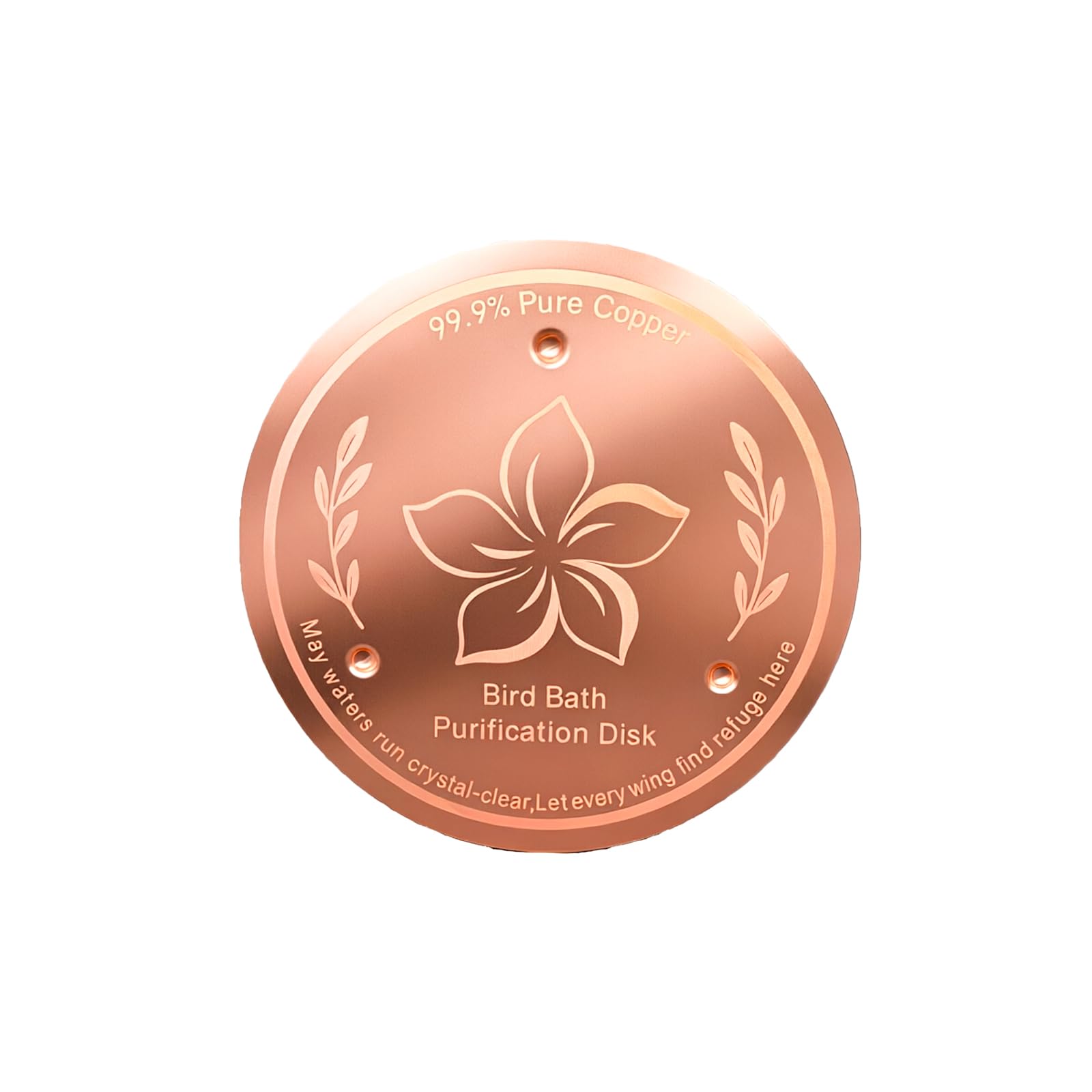 DOINEUFL Bird Bath Purification Disk - 99.9% Pure Copper Disk for Bird Bath Clean, 10CM Diameter Cleaning Disk for Birdbath Bowls (1, Flower)
