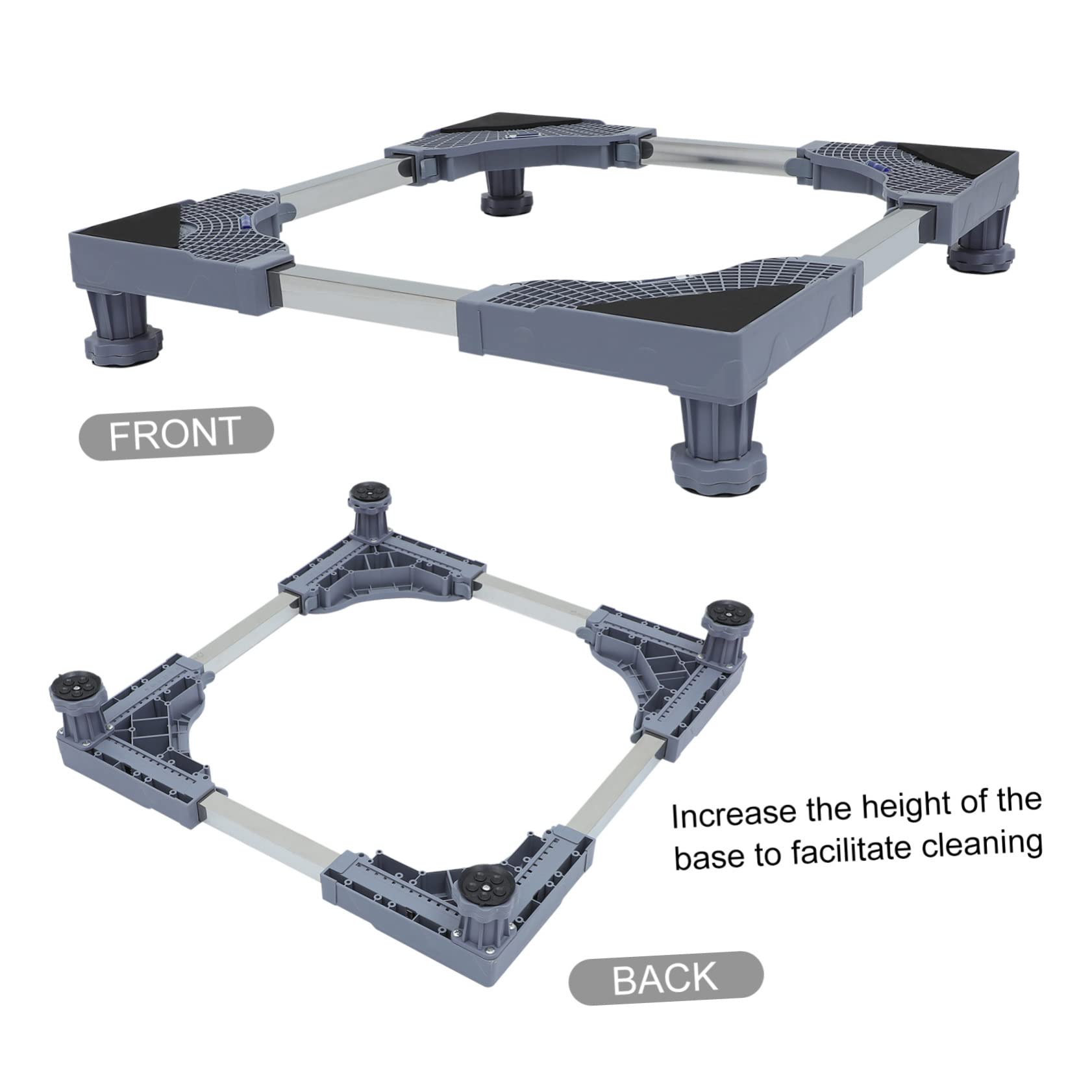 Base de Lavadora Móvil Ajustable de Plástico 4 Pies Resistentes | Ruedas Giratorias con Bloqueo 360°, para Muebles y Secadora, Desmontable y Estable
