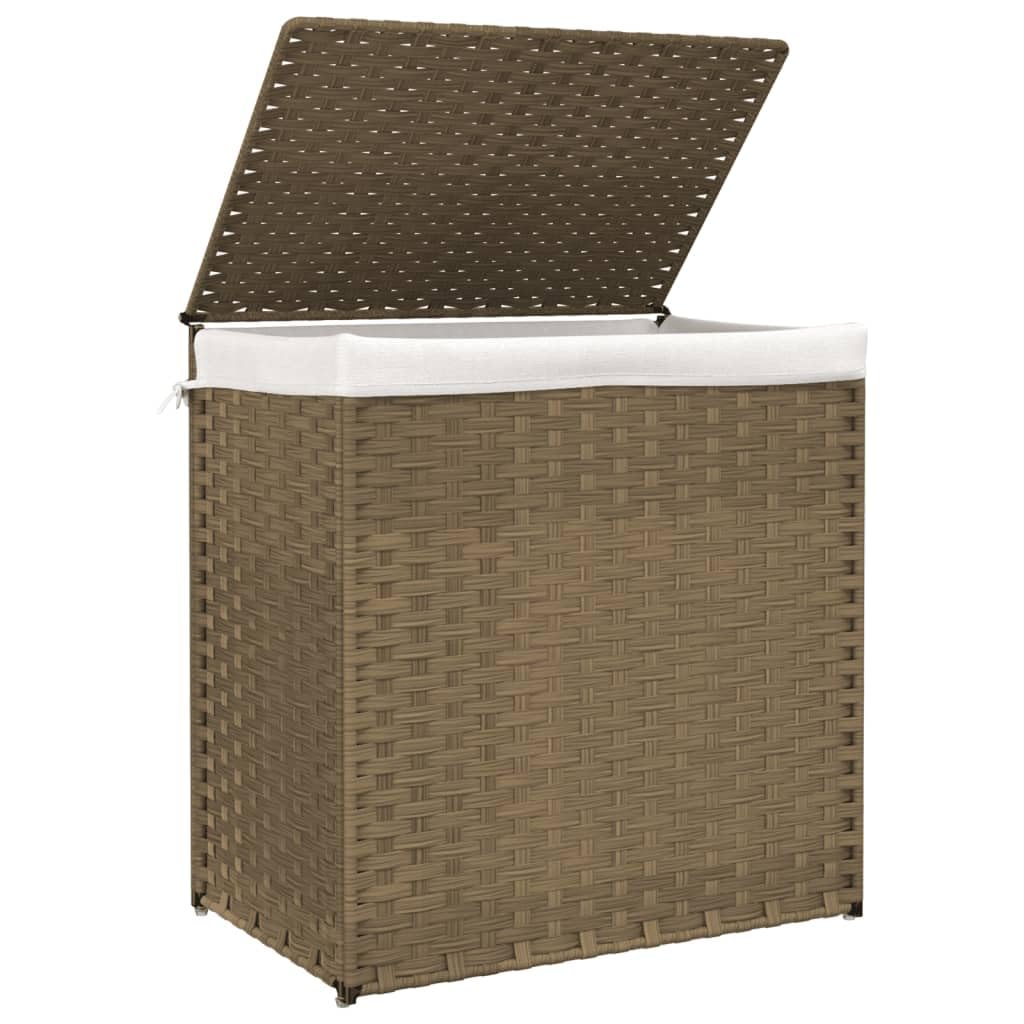Kosz na pranie z 2 półkami 53 x 35 x 57 cm polirattanowy
