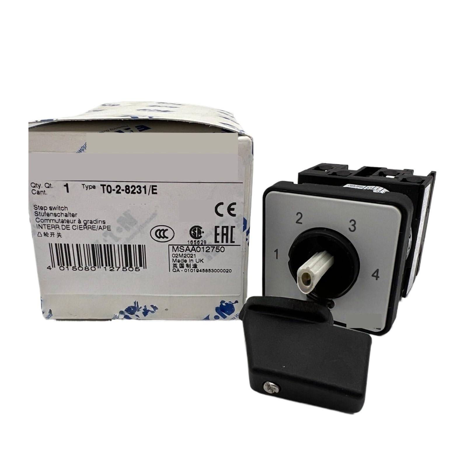 Interruptor Giratorio Tipo Leva T0-2-8231/E Interruptor Escalonado de 4 Posiciones