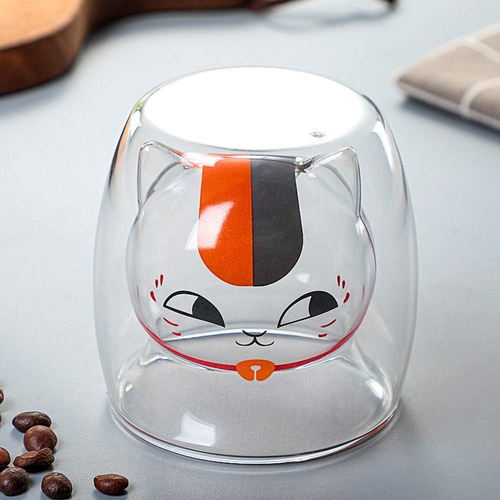 Cat Cup, Double Wall Cup, 220 ml Espresso Coffee Tea Mug Glass Cat Design Mug 3D Kitten Glasses Heat-resistant Double Wall Coffee Milk Juice Christmas Cup