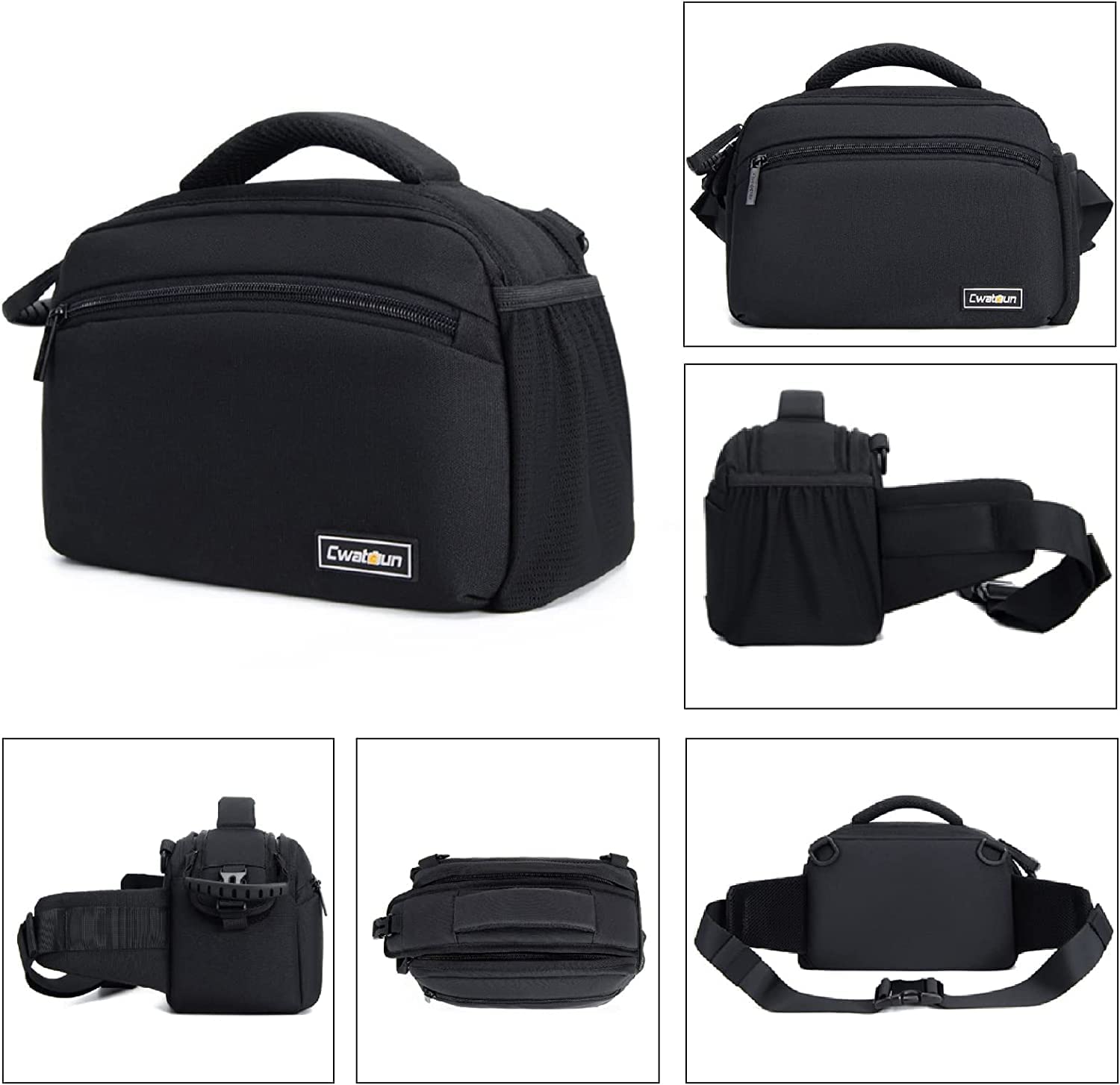 Cwatcun Sacoche pour Appareil Photo, Sac Banane Homme Femme étanche pour DSLR SLR Appareil Photo Sac pour la randonnée d'entraînement en Plein air