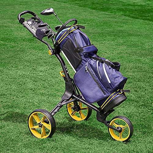 Image of KVV 3 Wheel Golf Push Cart Ultra Lightweight Smallest Folding Size, New-Version Scorecard Holder