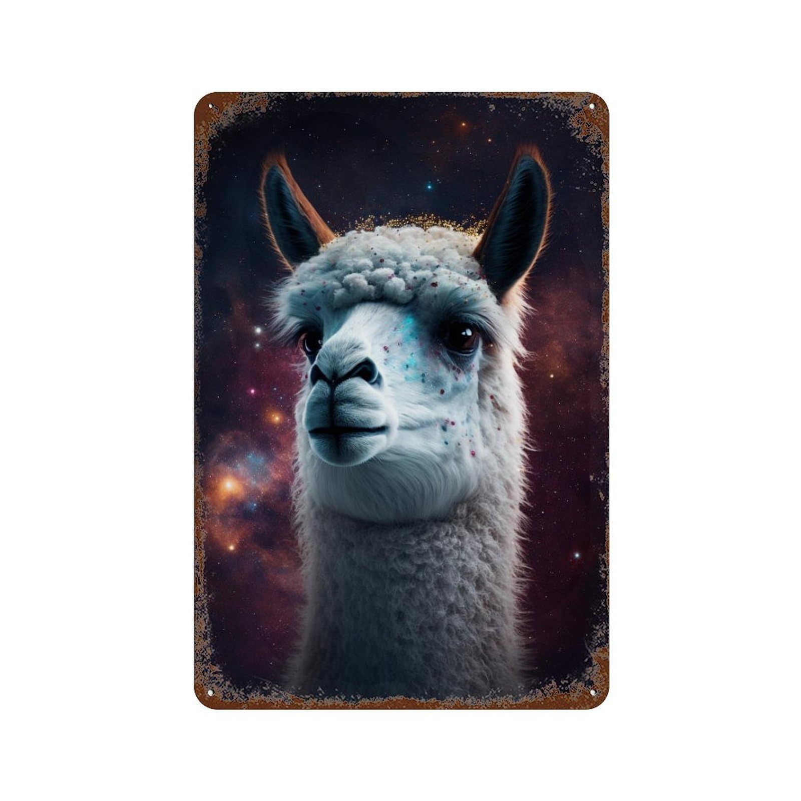 Cosmic Llama Portrait-1 Retro Metal Sign 11.8"x7.9", for Bistro, Counter And Cafe Decor, Rustic Home Decor
