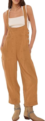 Fnortc Womens Casual Adjustable Bib Overalls Denim Tapered R