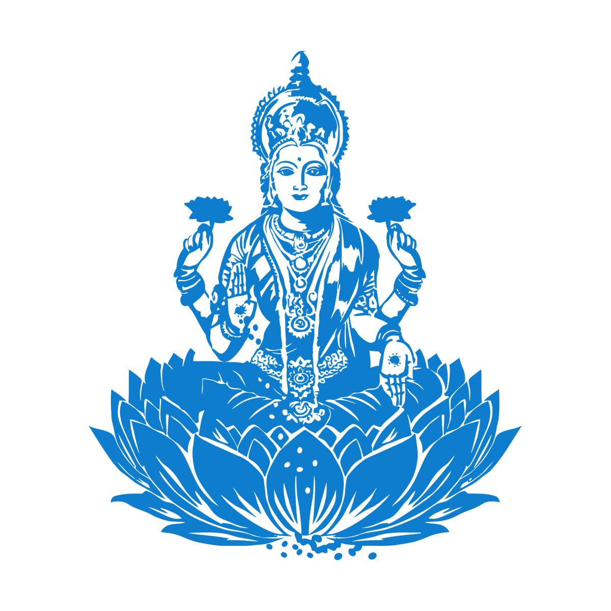 Engraving Decals Lotus Flower Yoga Pose Hinduism Laxmi Indian 81x97.2cm It Won't Fall Off Extra Large Blue