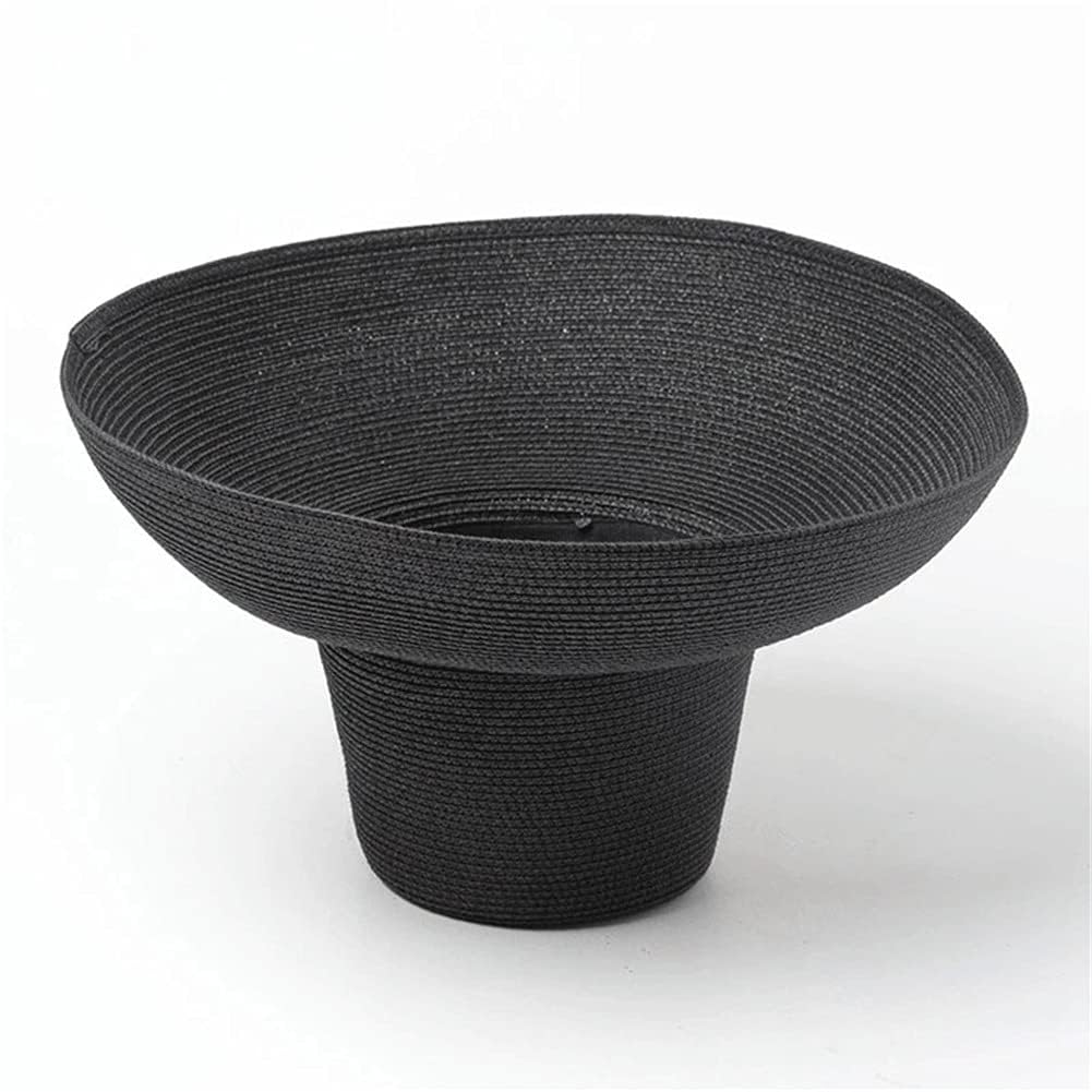 MRKU Chapeau de Soleil d'été pour Femme, à Larges Bords, Rouge, Noir et Beige, Pliable, idéal pour la Plage et Les Voyages.