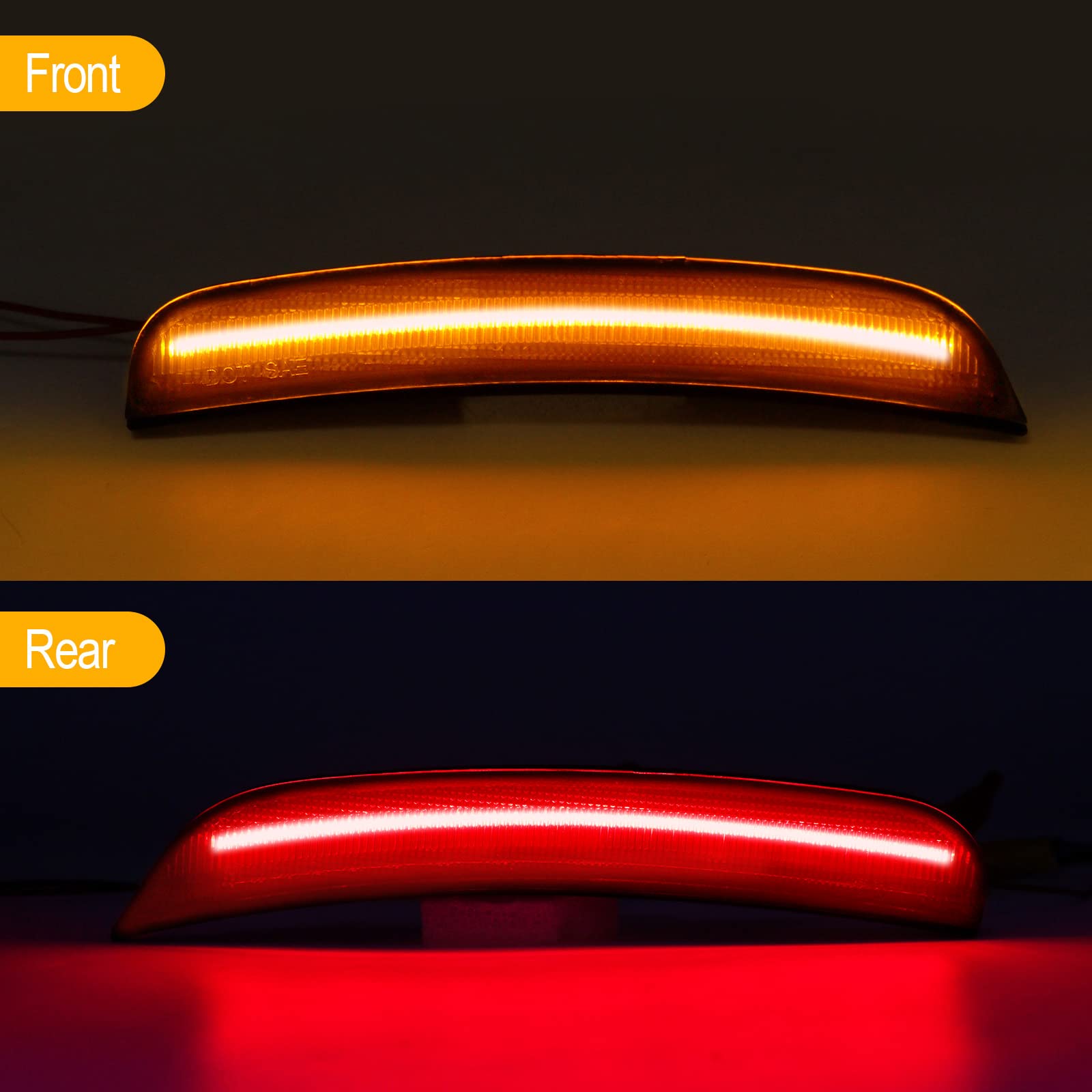 R&F Auto LED Side Marker Light Kit For Charger 2015 2016 2017 2018 2019 2020 2021 2022 2023 OEM Replacement Smoked Lens Front & Rear Lights Sit Car Red Led Side Marker Lamp