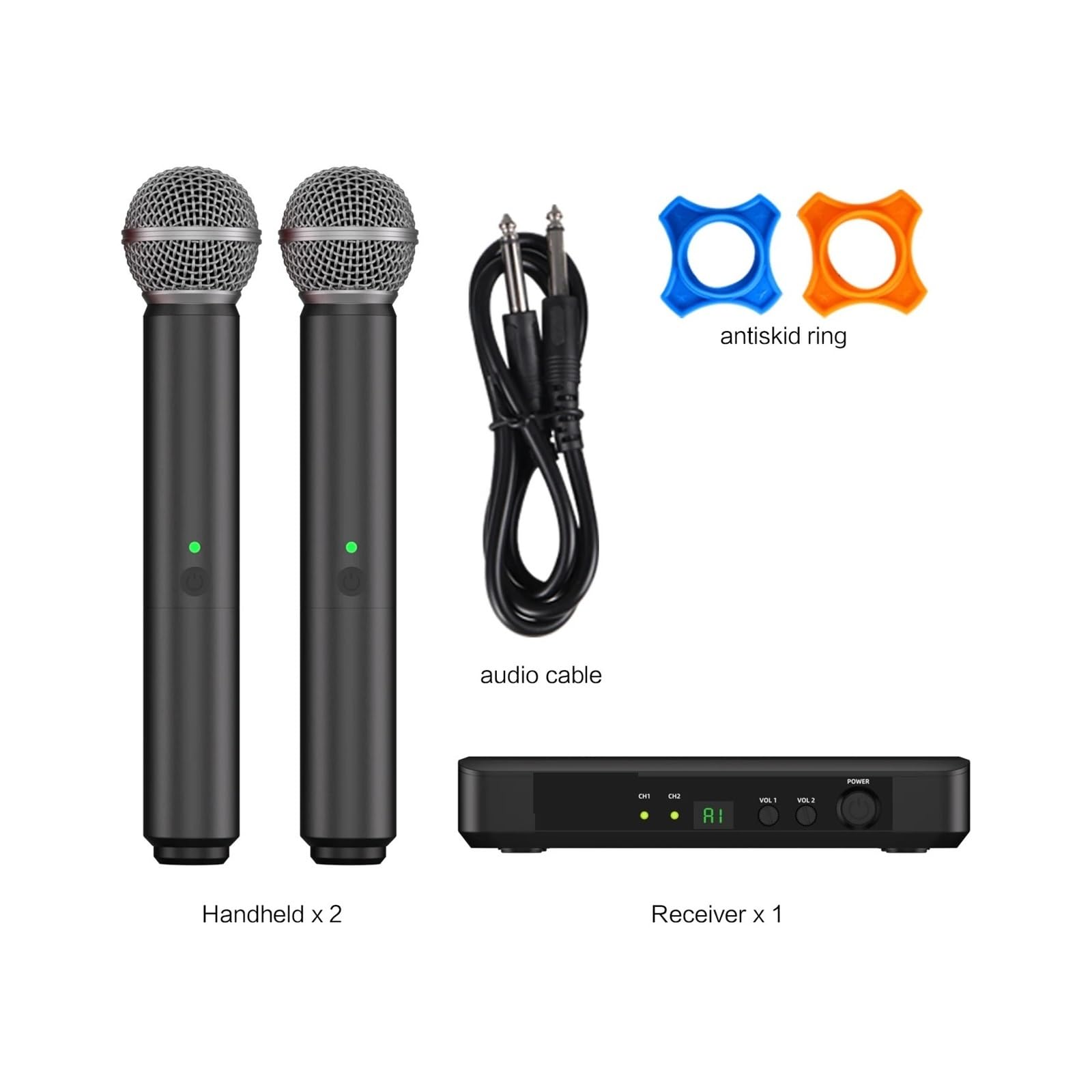 Microfono Wireless Professionale Con Frequenza UHF Regolabile For Karaoke, In Metallo, For Spettacoli Di Feste, Insegnamento Nozze Riproduzione Chiara Del Suono(White)