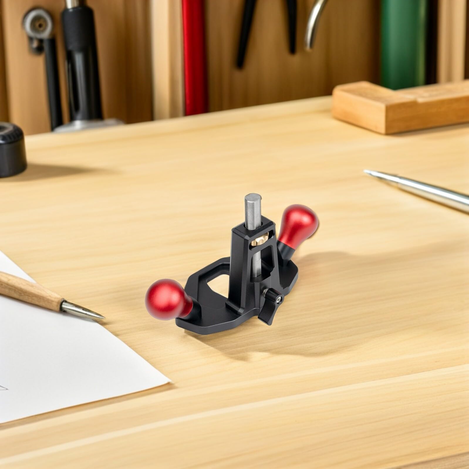 Pialla Manuale per la Lavorazione del Legno con Lama Regolabile Pialla Smussatrice Compatta con Limitatore di Profondità per Rifinitura e Smussatura di Bordi Utensile Leggero