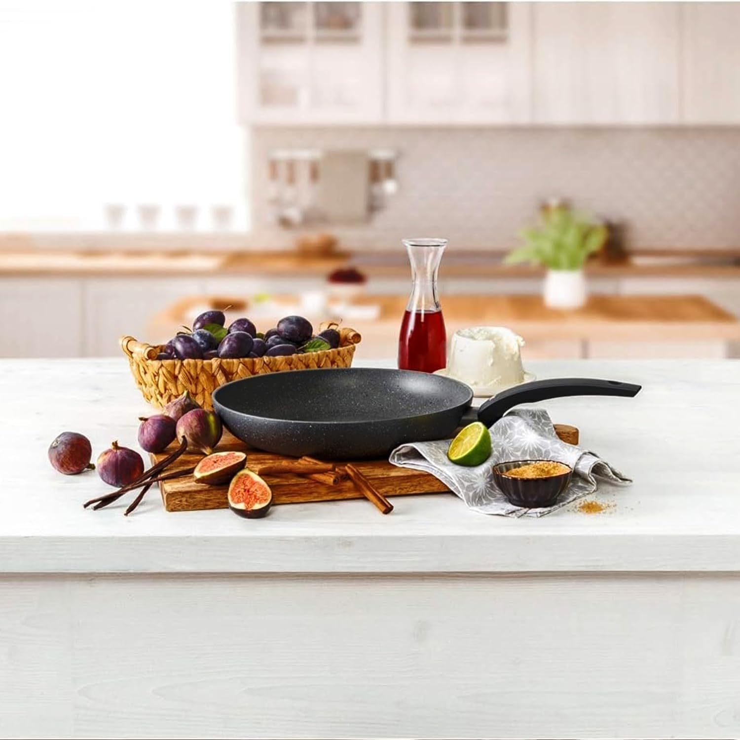 Avilia Set di 3 Padelle Antiaderenti in Pietra Dura a Induzione - Cottura Uniforme per Carne, Pesce, Verdure - Dimensioni: 20cm/24cm/28cm - Adatte per Piano Induzione, Lavabili in Lavastoviglie