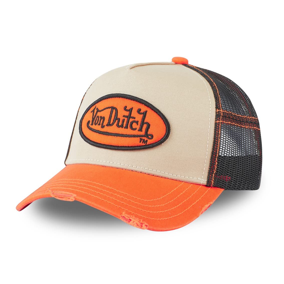 Von Dutch Men's Orange Distressed Trucker Cap By