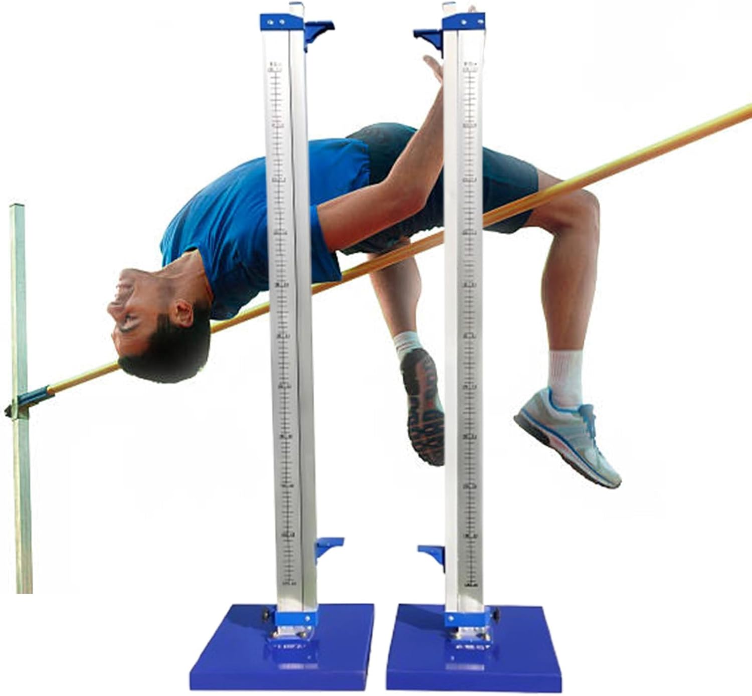 Professional Track & Field High Jump Standard, Heavy-Duty Training High Jump Stands with Stable Base,Height Range: 30-230CM / 0.98ft-7.54ft Aluminum Jumping Measuring Stick Training Aid