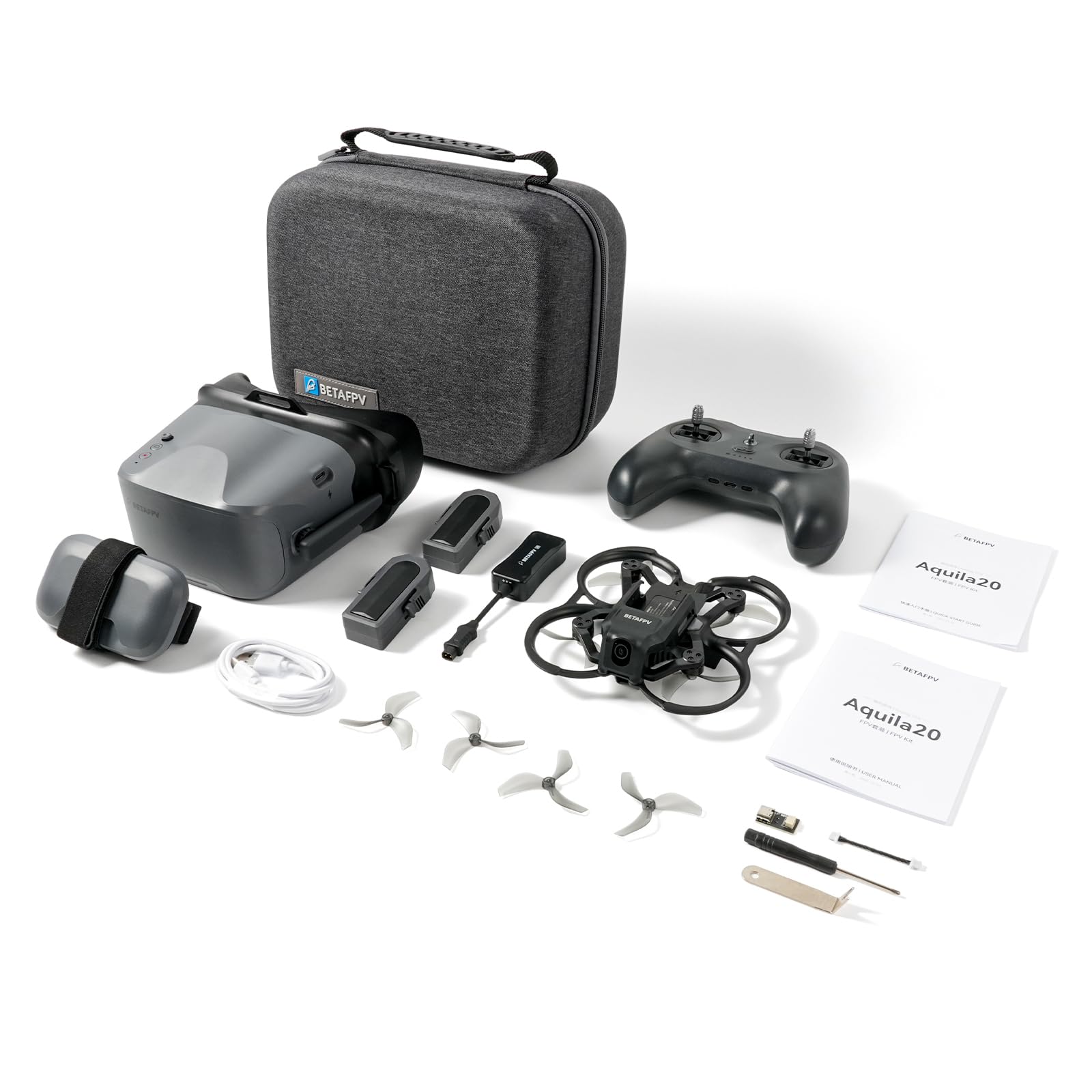 BETAFPV Aquila20 FPV Kit with Altitude Hold Stable Hover, LiteRadio 4 SE Radio Transmitter, VR04 Goggles DVR Supported, 3 Modes 2S Propulsion System Drone RTF for FPV Beginner Fly Indoor Outdoor