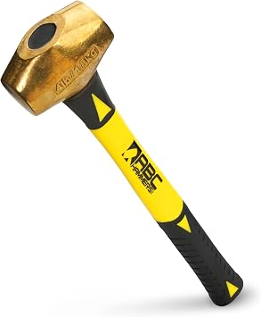 ABC HAMMERS 4 lb Brass Hammer, 16" Length, Fiberglass Handle