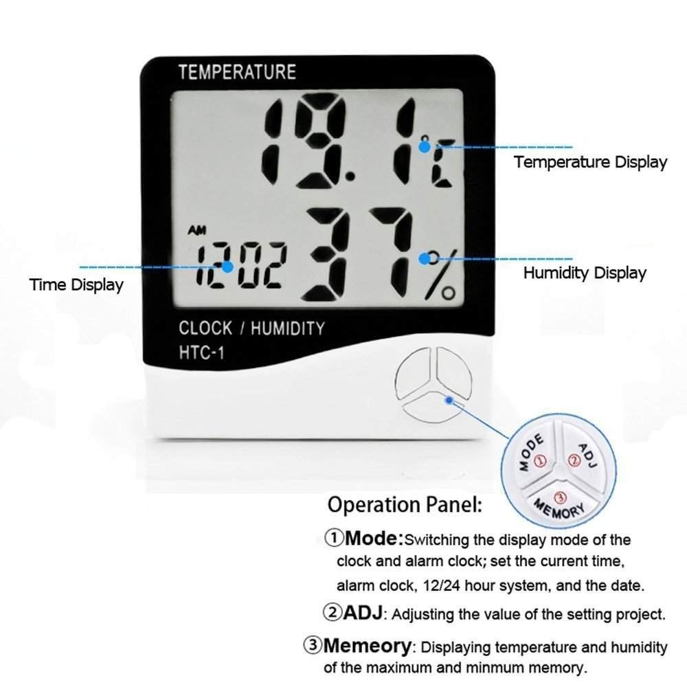 Temperature & Humidity Thermo Hygrometer (Temperature Range: 14°F to 122°F) for Indoor Environment Along with Calibration Certificate | Model: HTC-1 Pack of 2