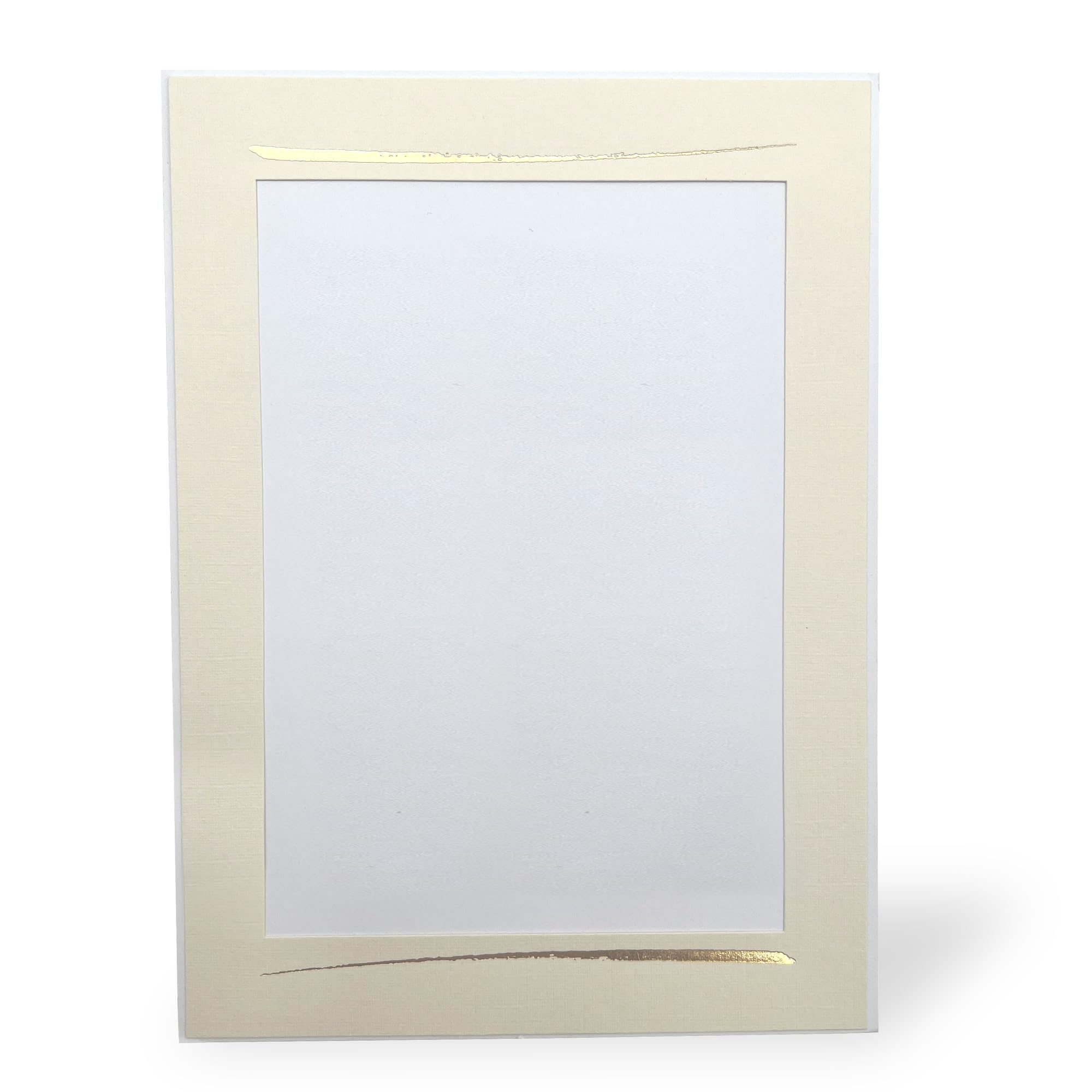 100 Stück Endlosleporello für Bilder 13x18 cm (Hochformat) Leinen beige "Pinselstrich Goldprägung", nach Bedarf teilbar, für Hochzeit, Jubiläum, Geburtstag, goldene Hochzeit
