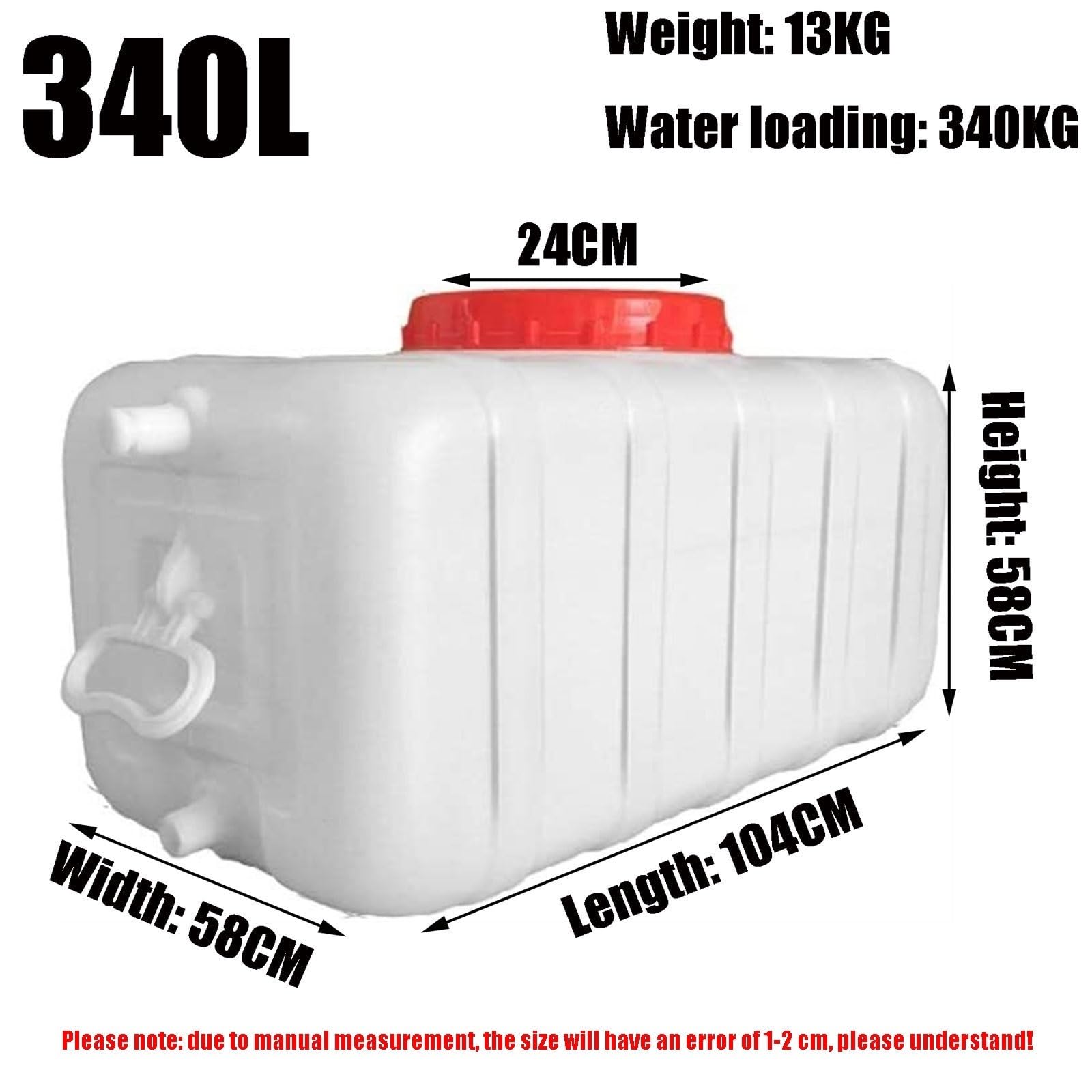 Generico Serbatoio per Acqua in plastica Spessa per Uso Alimentare da 50L/75L/110L/150L/200L/340L, Serbatoio Orizzontale di Grandi Dimensioni per Uso Domestico (Bianco 150L)