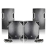 Complete powered sound system featuring dual 15" active speakers, providing 1000W peak power each, matched seamlessly with dual 18" active subwoofers pushing 1400W each, for powerful sound delivery. Bi-amplified speakers with titanium compression dri...