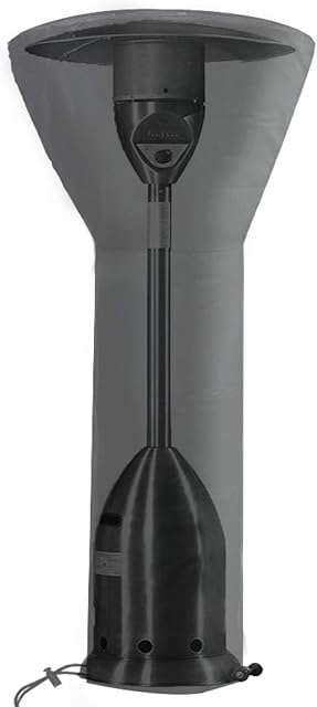 Essort Patio Heater Cover Waterproof with Zip 420D Oxford Patio Gas Heater Warm Heating Fire Cover for Standup Tower Vertical Cylindrical Heater Large Black Ø48xØ85x226cm/33x19x89 inches