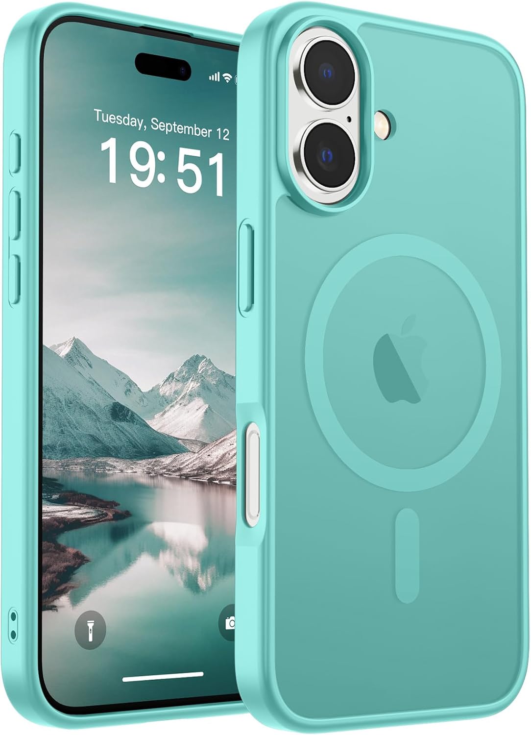 SUPFINE Magnetic for iPhone 17 Case (Compatible with MagSafe)(Military Grade Drop Protection) Translucent Matte Shockproof with Anti-Fingerprint Phone Cover 2025,Blue Green