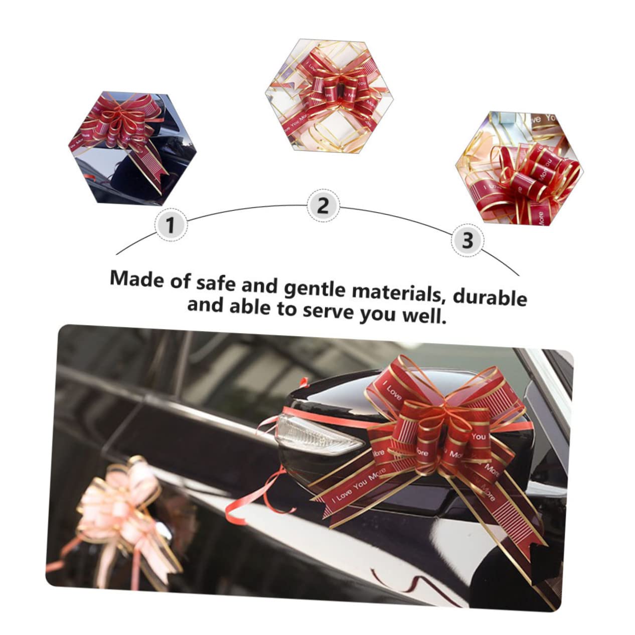 60 Pièces Art Latte Cadeau Noeud Tiré Tirer des Arcs Ruban Noeud Cadeau Gros Noeuds Rouges pour Les Arc De Voiture De Mariage Fil De Neige Couronne Fleurs