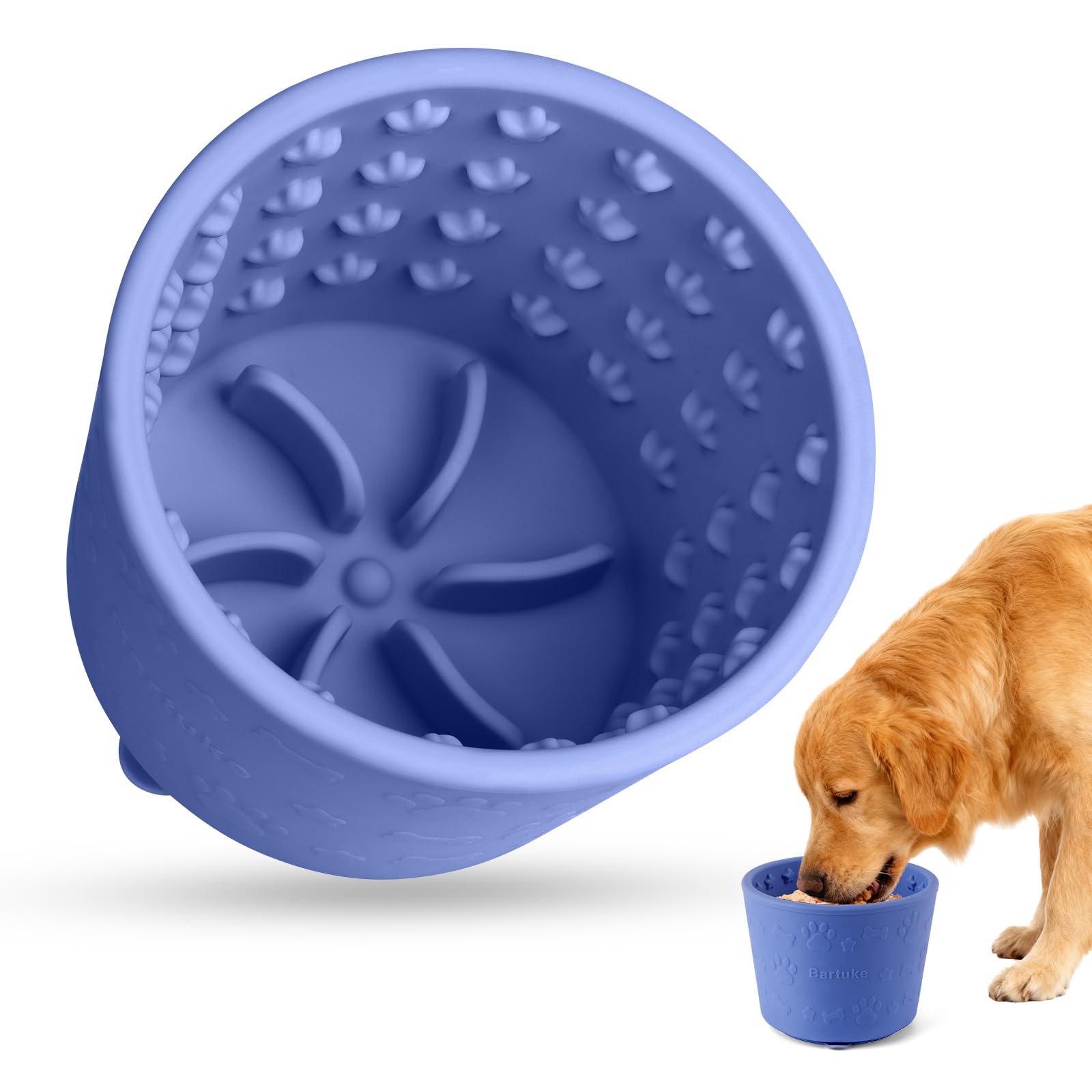 Bartuke Silicone Deep Slow Feeder Dog Bowls, Dog Licking Bowl with Suction Cups for Liquid Treat to Anxiety Relief, Elevated Pet Feeding Bowl, Dishwasher Safe (Darkblue) — image 1