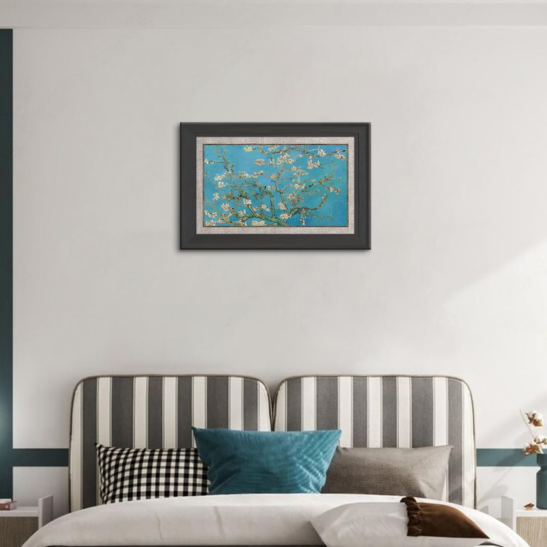 アートパネル 世界の名画 ゴッホ 花咲くアーモンドの枝 ジークレー技法 高級ポスター 木枠付きの完成品 (A,70x100cm（28