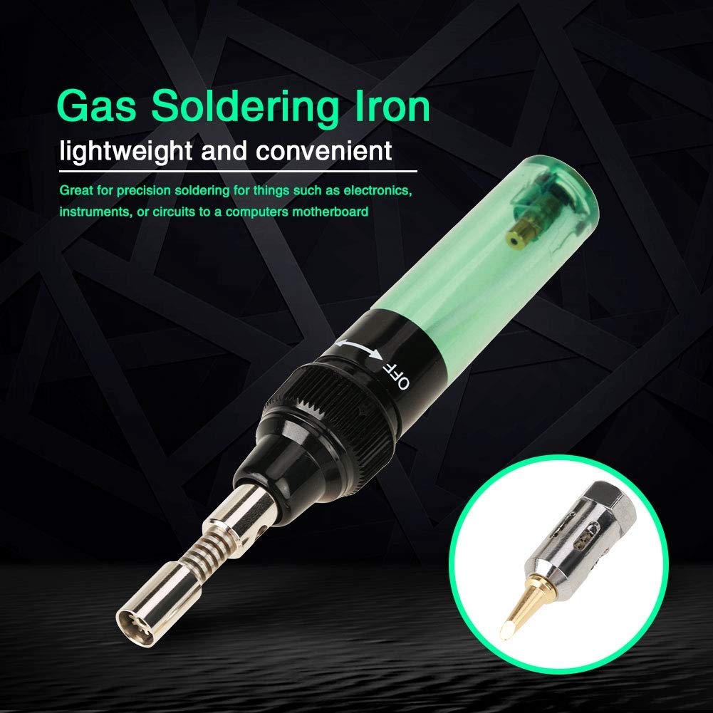 Fydun 8ML Soldador de butano Cautín de gas Antorcha de gas butano sin cuerda Soldador Pistola Soldadura Pluma Herramienta 1300 ℃ (verde)