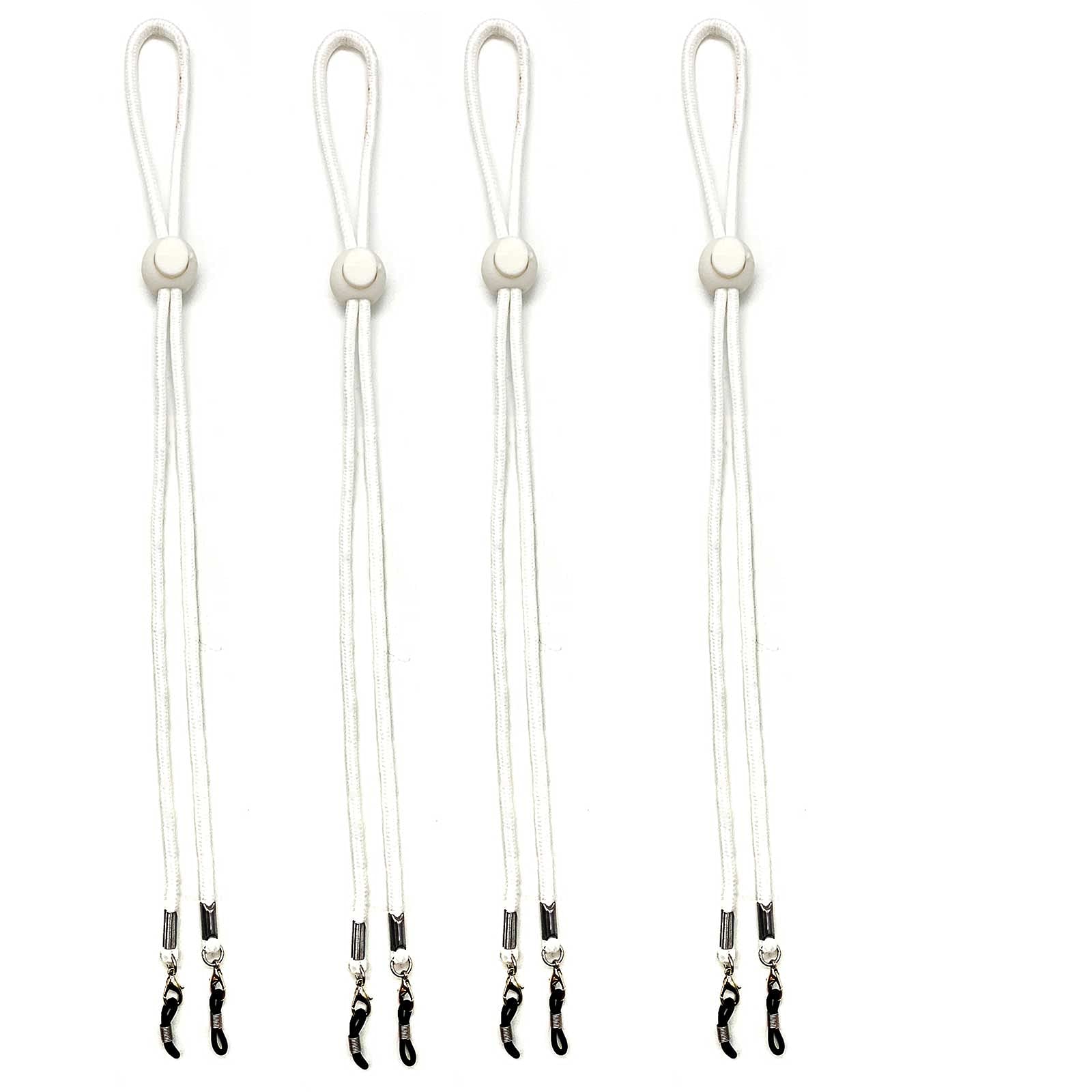 SUNNEE 4 Pcs Adjustable Sunglass Holder Strap EyeGlasses String Holder Straps Antiskid Color Polyester Presbyopic Glasses Strap Eyeglass Holders Around Neck (White)
