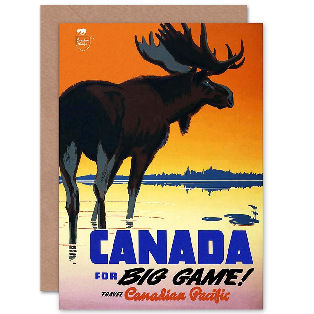 Wee Blue Coo Blue Wee Coo Travel Canadian Pacific Railway Moose Canada Big Game Greetings Card