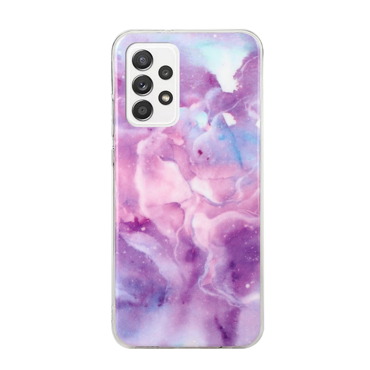 CLM-Tech Case Compatible with Samsung Galaxy A53 5G - TPU Silicone Case Protective Mobile Phone Case - Marble Starry Sky Purple Colourful