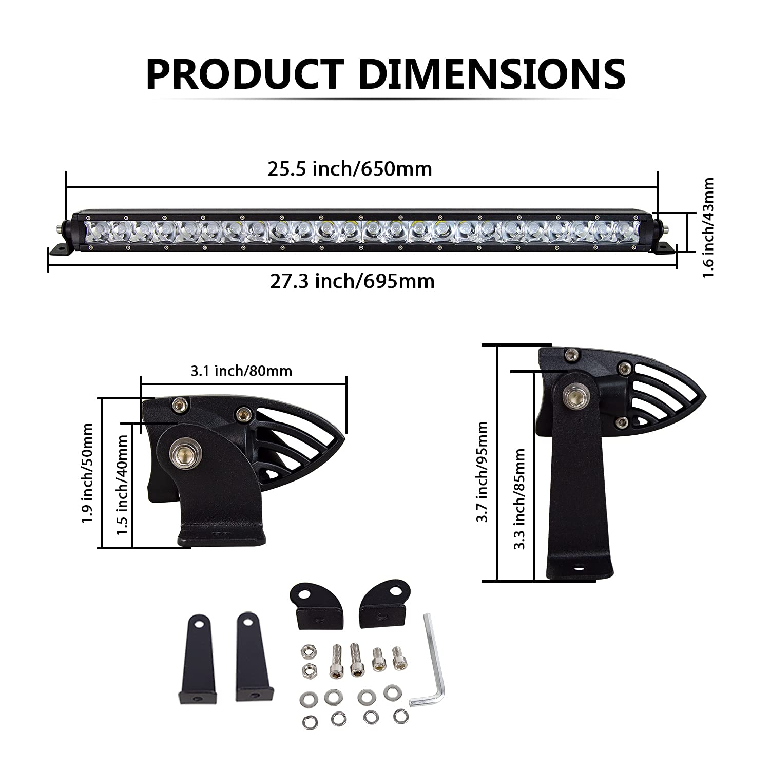 SKYWORLD 25 Pulgadas 63 cm 120W Barras de Luz de Trabajo Spot de bajo Perfil Ultra Delgada con Arnés de Cableado para Coches 4x4 Tractors Caminos Barcos ATV UTV SUV 4WD