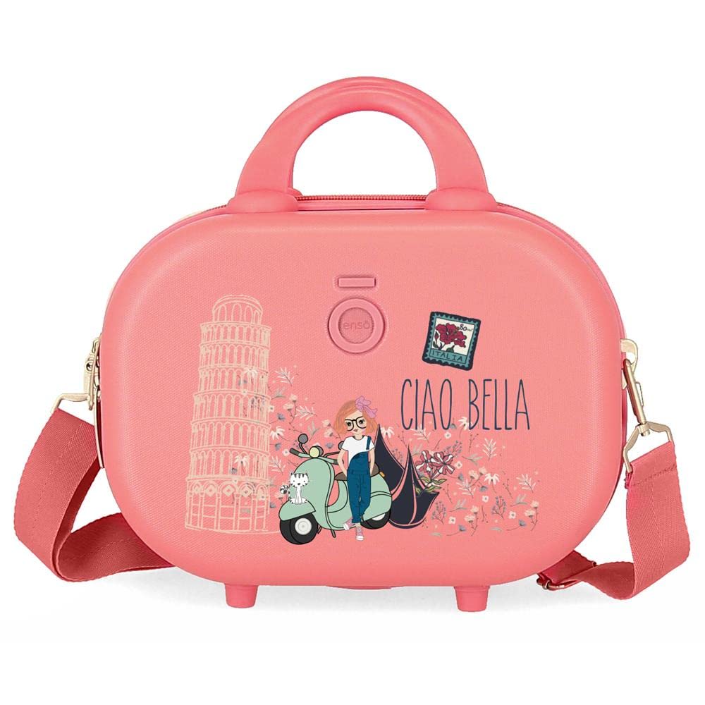 Enso Ciao Bella Neceser Adaptable Obudowa na messenger Różowy 29x21x15 cms Sztywny ABS 9,14L 0,8 kg, Różowy, Talla única, kosmetyczka z paskiem na ramię