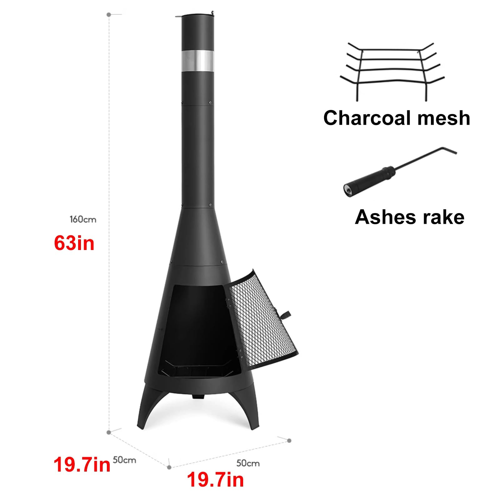 Stufa a Legna Economica Materiale in Acciaio Laminato a Freddo Gambe del Forno Triangolari Cucine da Campeggio Tendas Adatto per Uso Esterno e Campeggio(A,50 * 50 * 160cm)
