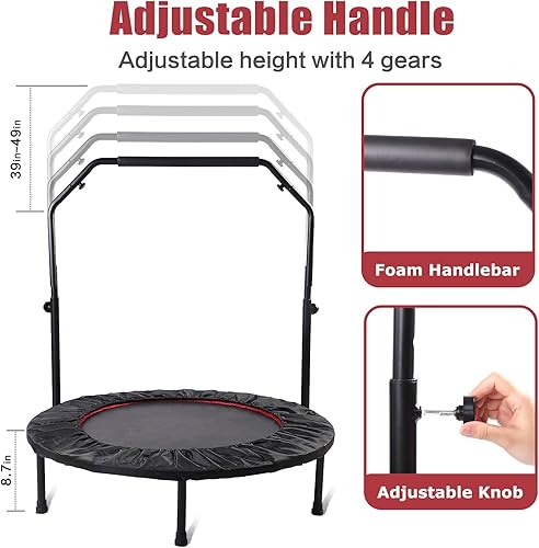 Miniatura 10 de Trampolín Rebounder para adultos  Mini trampolín plegable de 4050 pulgadas, trampolín de entrenamiento pequeño y portátil para fitness