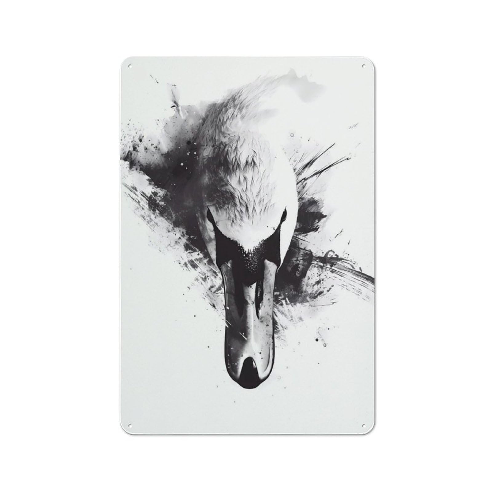 Swan Watercolor Rustic Tin Sign 30x20cm for Man Cave Or Games Room, A Decorative Gift for A Newly Furnished Man Cave And Games Room