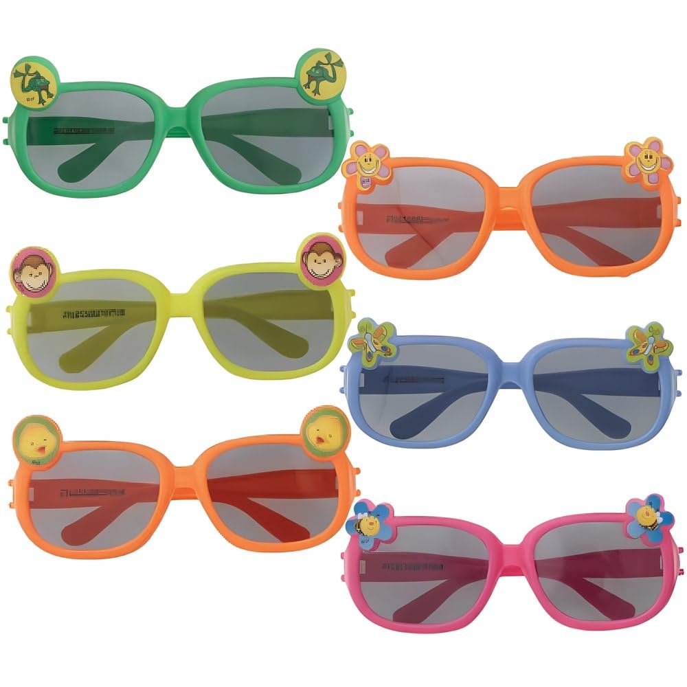 Assorted Color Novelty Plastic Sunglasses - Pack of 6 - Fun and Stylish Party Sunglasses for All Ages
