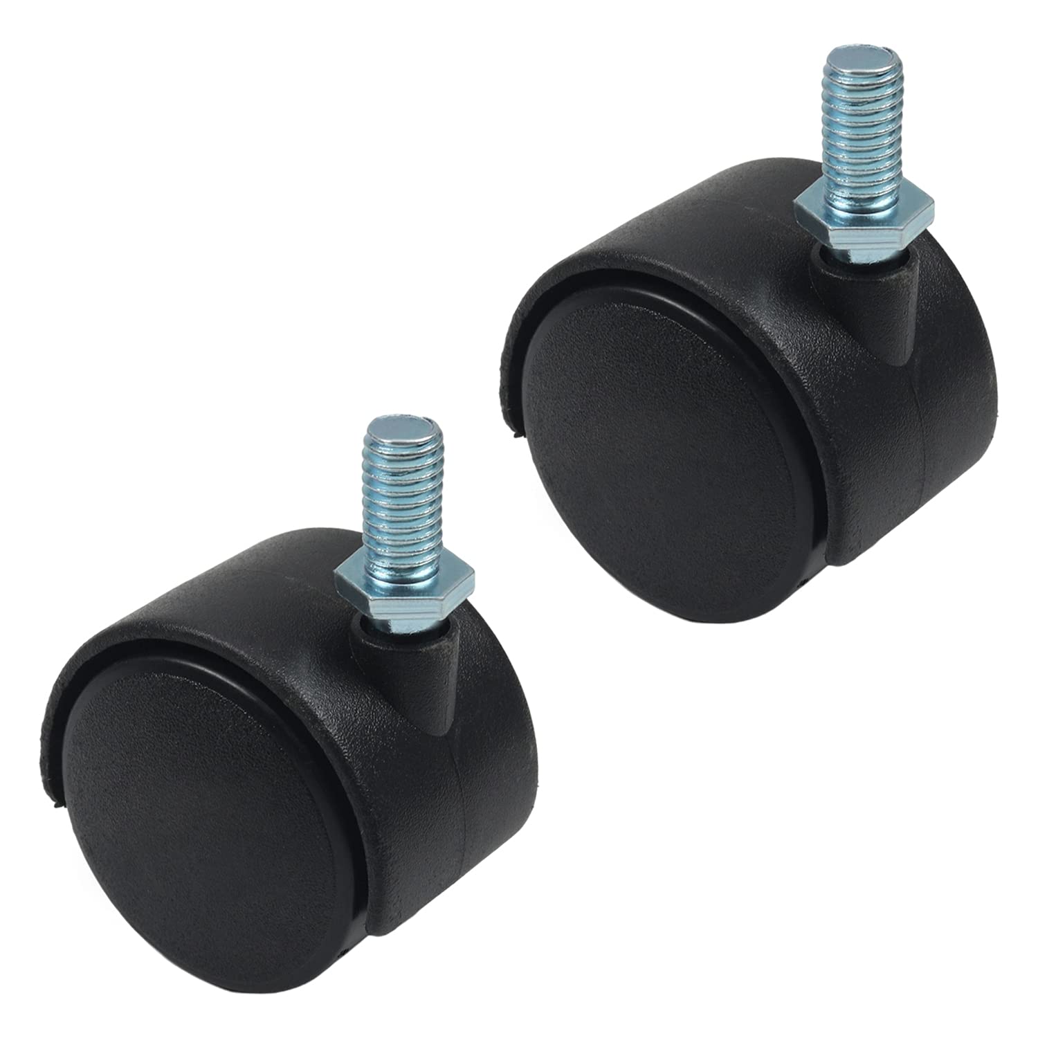 Mromax Black 1.25 Inch Swivel Castor Wheels 360 Degree Threaded Stem Caster Wheel, M8 X 15Mm Tone 4Pcs
