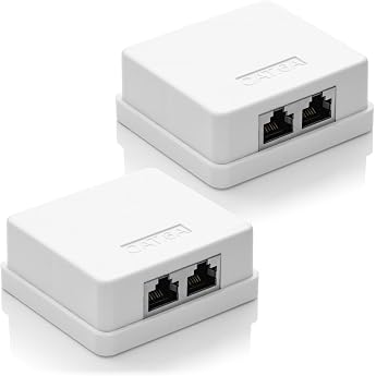 deleyCON Network Sockets | Shielded, surface-mounted mounting, Ethernet network LAN socket, RAL 9003