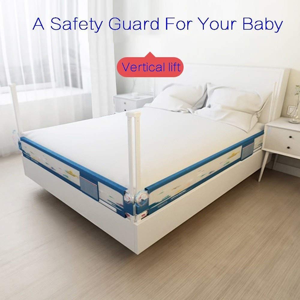 Sponda di Sicurezza per Letto, sponda di Sicurezza per Letto Regolabile con Sollevamento Verticale Portatile, Lunetta Universale anticaduta per Comodino, Grigio, 2 m