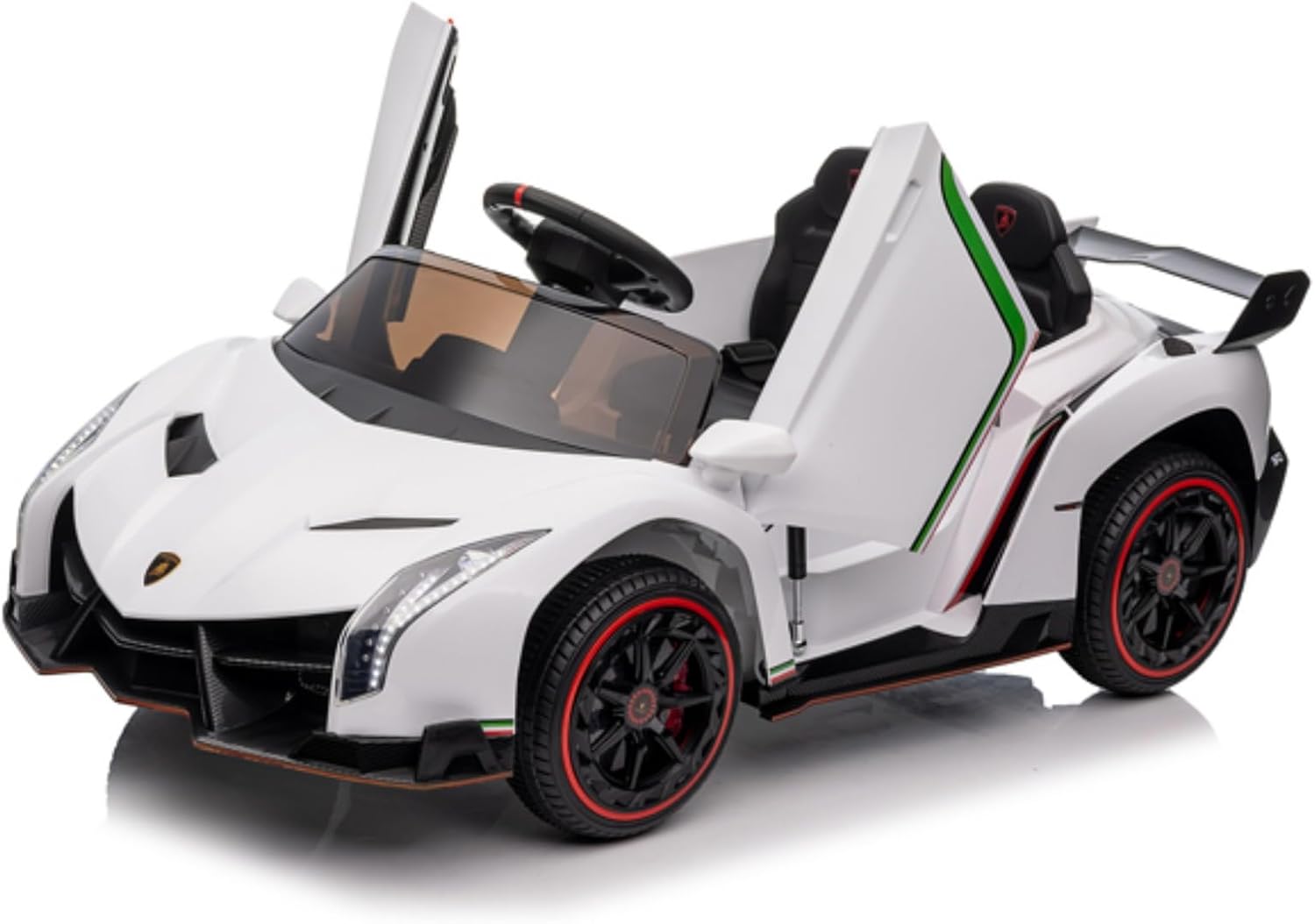 12V 4.5AH Children's Sports Car, Dual-Drive Children's Racing Car, Rideable Electric Car, 2.4G Remote Control, 3 Different Speed Modes, Adjustable Seat Belt, White