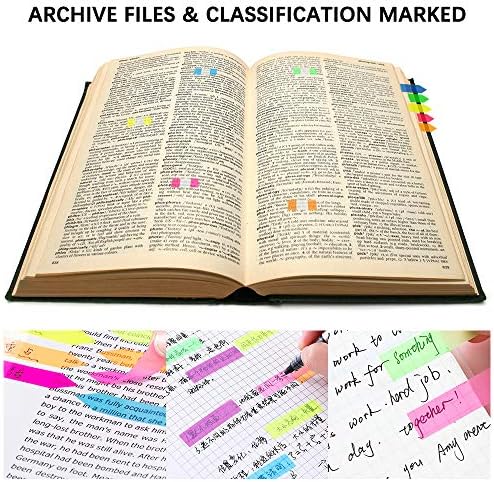 HOSTK 700 Sheets Divider Sticky Notes, 5 Packs Tabbed Self-Stick Lined Note Pad 4 x 6in, 4 Packs Translucent Sticky Index Tabs, Tabbed Index Divider Ruled Notes Writable File Tabs Flags
