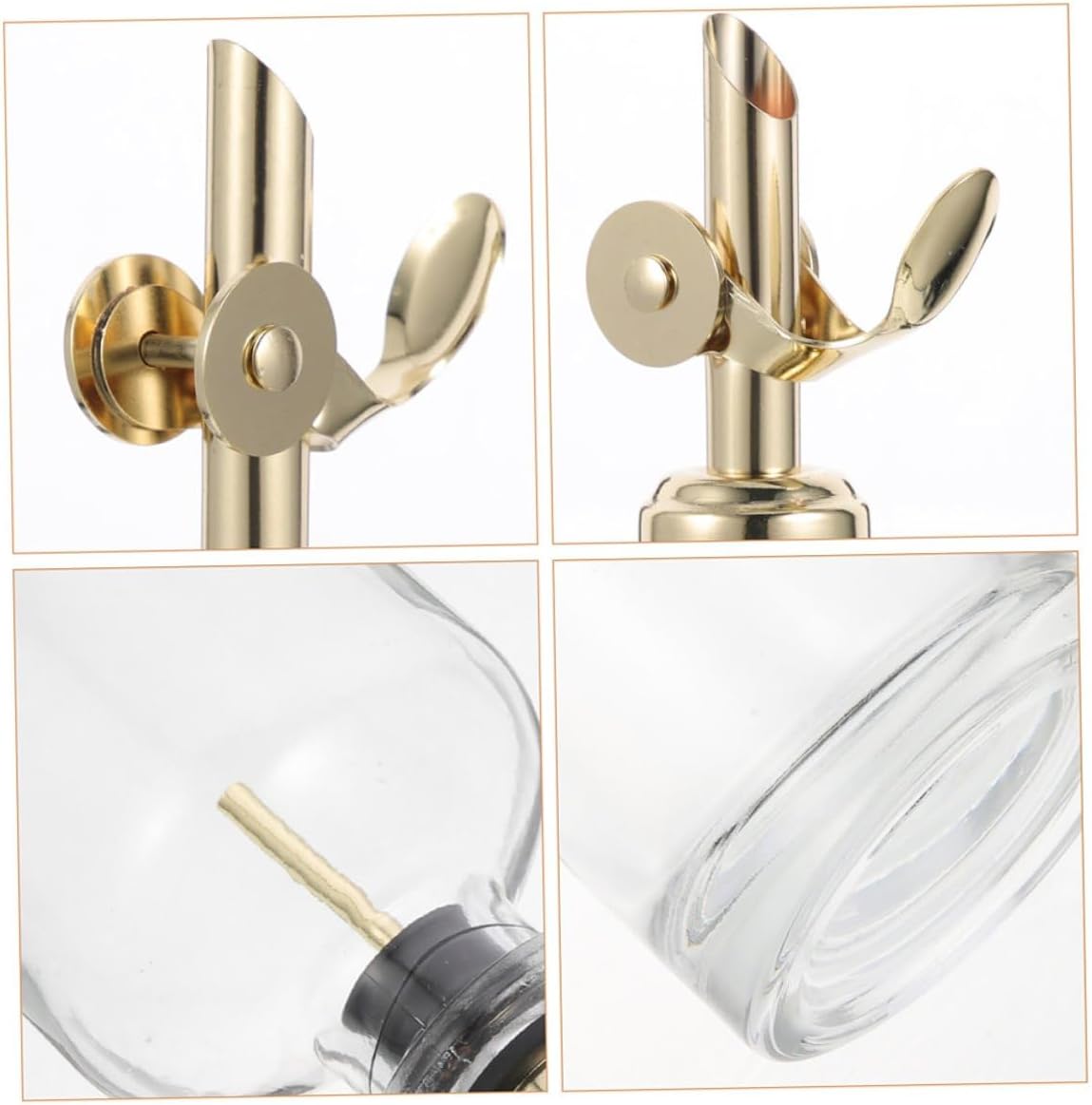 2pcs 500ml Kitchen Oil and Vinegar Dispenser Bottles, Glass Auto-seal Oil Cruet with Anti-leak Cap, Gold Finish for Cooking and Salad Dressing Storage