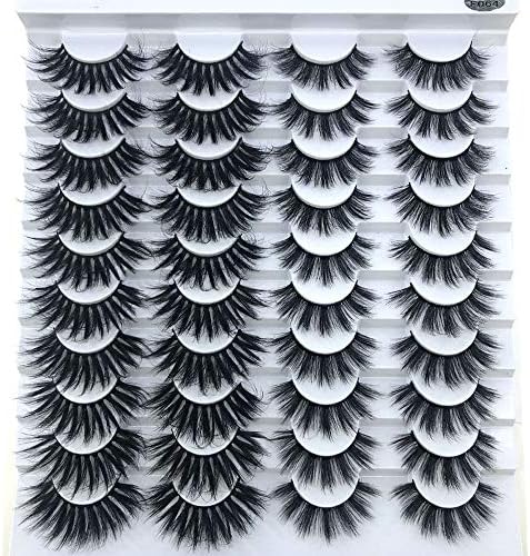HBZGTLAD 20 pairs 3D Mink Lashes Natural False Eyelashes Dramatic Volume Fake Lashes Makeup Eyelash Extension Silk Eyelashes(F064)