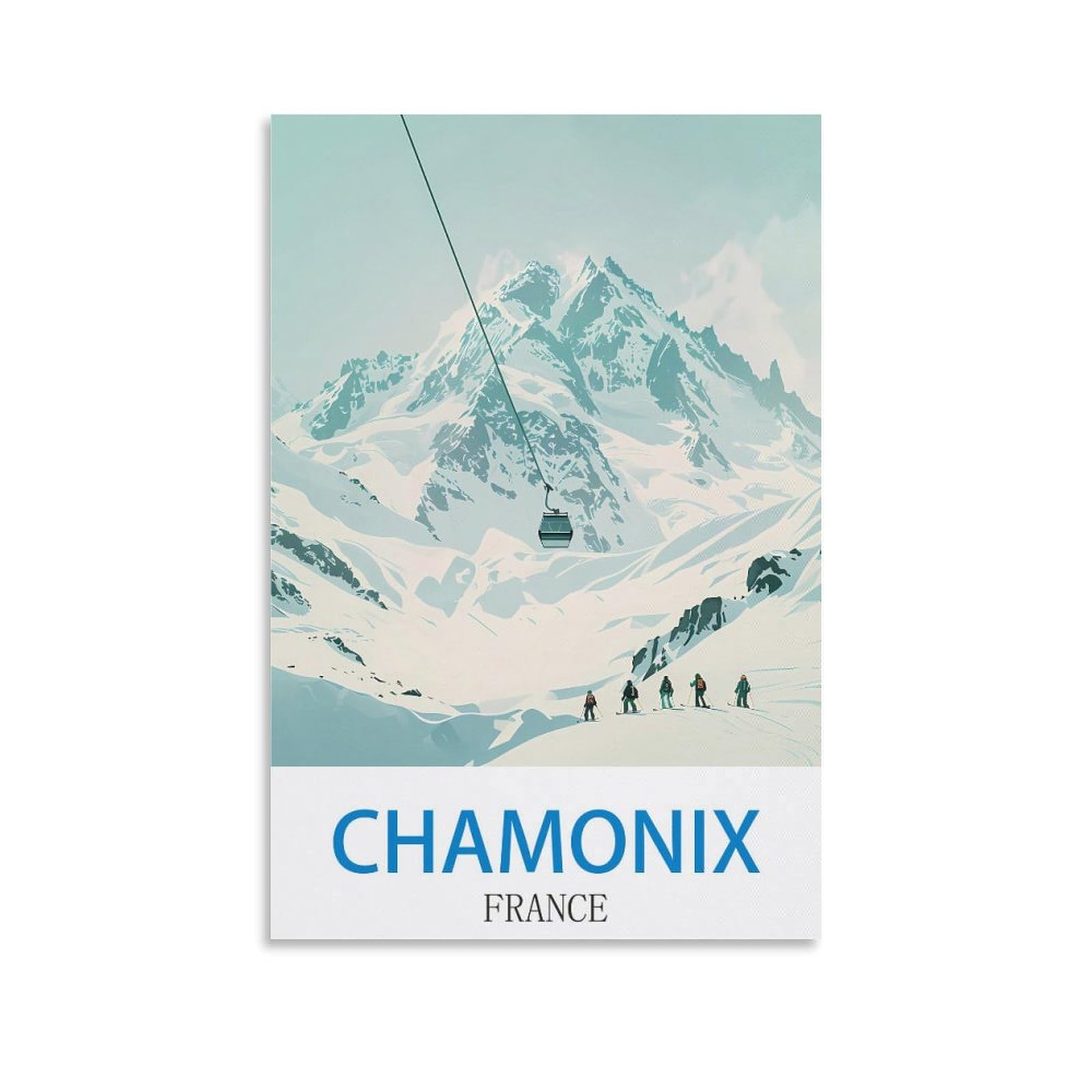 Fzyuen Unframe-Style Chamonix France Vintage Travel Poster Ski 08X12inch(20X30cm) Canvas Wall Art Prints For Wall Decor Room Decor Bedroom Decor