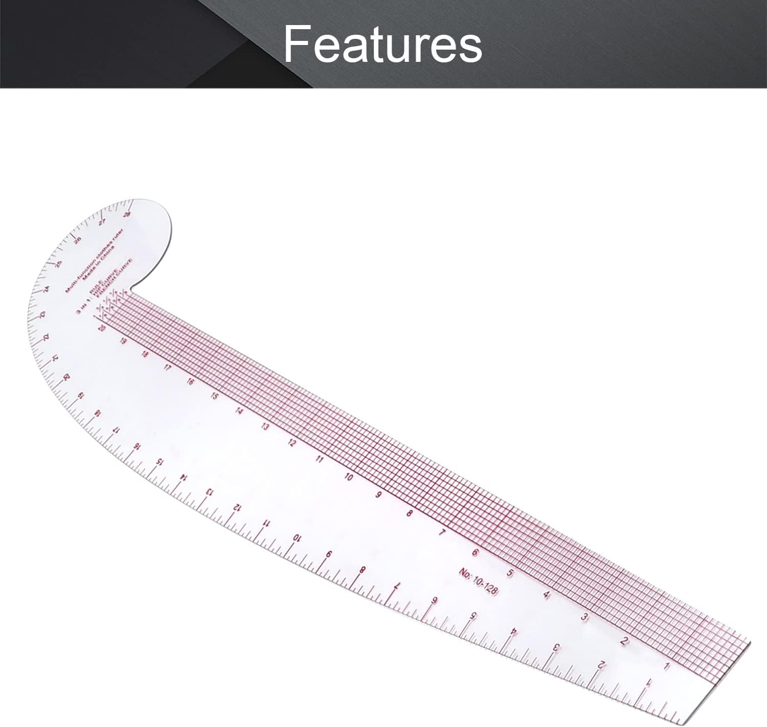 Utoolmart Sewing Curve Ruler, French Curve Ruler, Plastic Ruler, Double Scale Ruler, DIY Sewing Tools for Designers, Pattern Maker and Tailors 1 Pcs