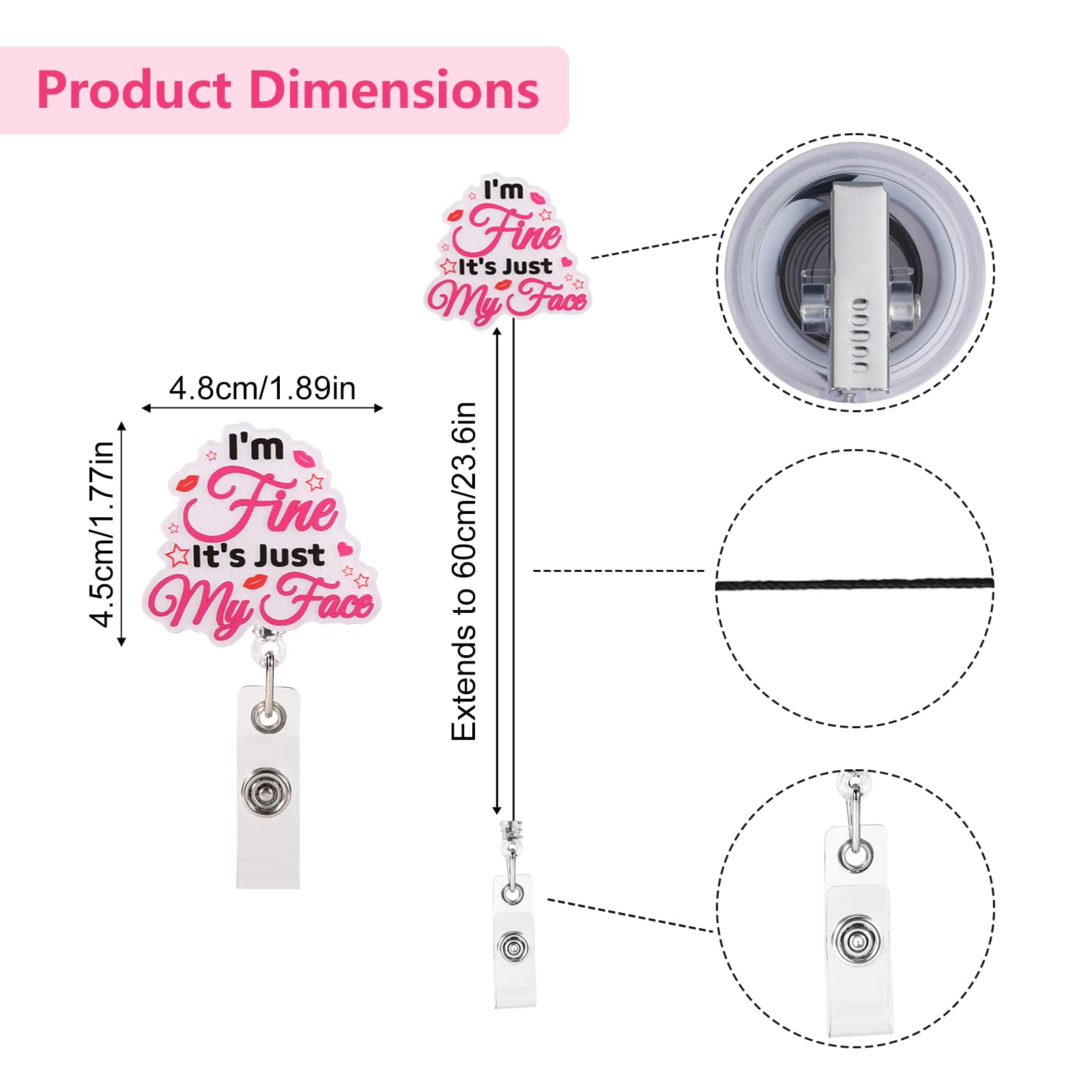 RN Life Badge Reel, Nurse Pin, RN ID Holder, Retractable Acrylic Badge Reel, Glitter Badge Reel - UK - View #6