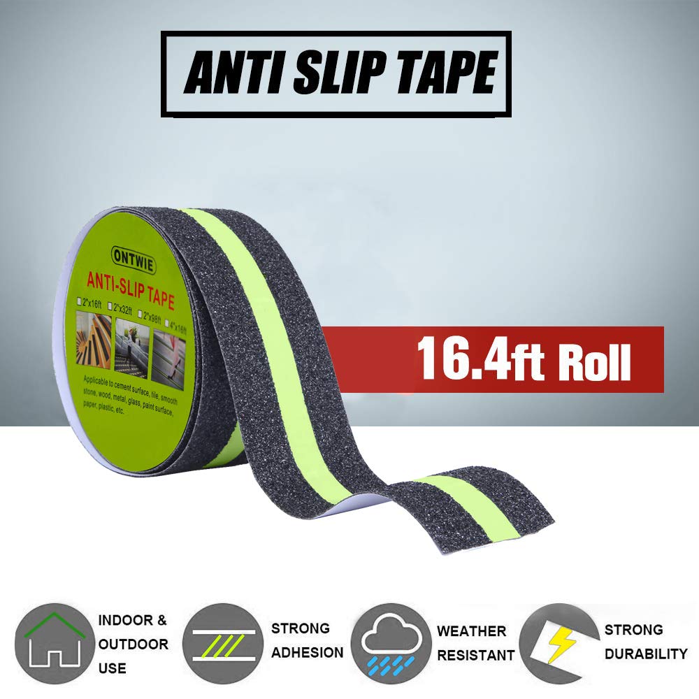 Nastro Antiscivolo Fluorescente Per Scale 5 Cm X 5 M – Autoadesivo E Impermeabile In PVC, Sicuro Per Interni Ed Esterni